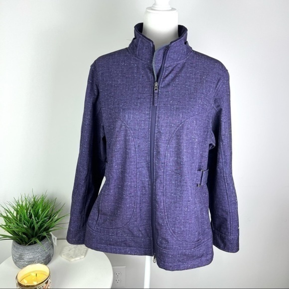 Free Country Womens Jacket Coat Purple Textured Zip Up Pockets Mock Neck XL - Picture 1 of 10